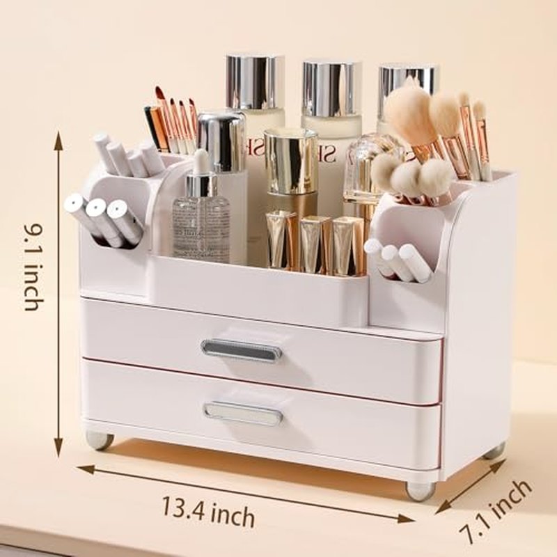Anyoifax Makeup Organizer Countertop with Drawers & Brush Holder
