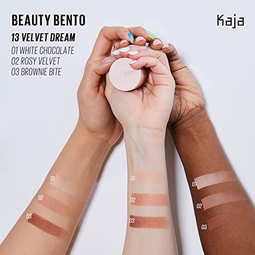 Kaja Beauty Bento Collection - Bouncy Eyeshadow Trio 13 Velvet Dream, 0.03 Oz + Winged Eyeliner & Pen - Wink Stamp Bundle