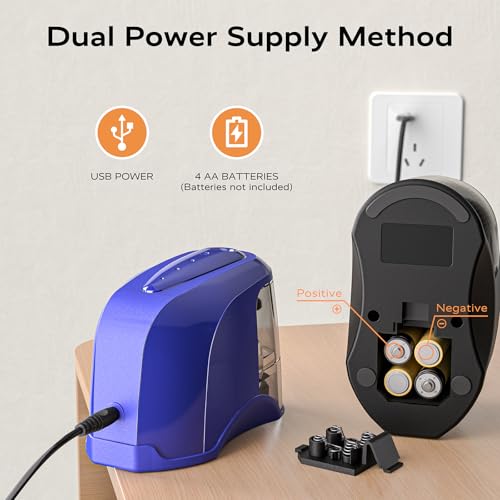 STAGEEK Electric Pencil Sharpener - Plug In or USB/Battery, Black