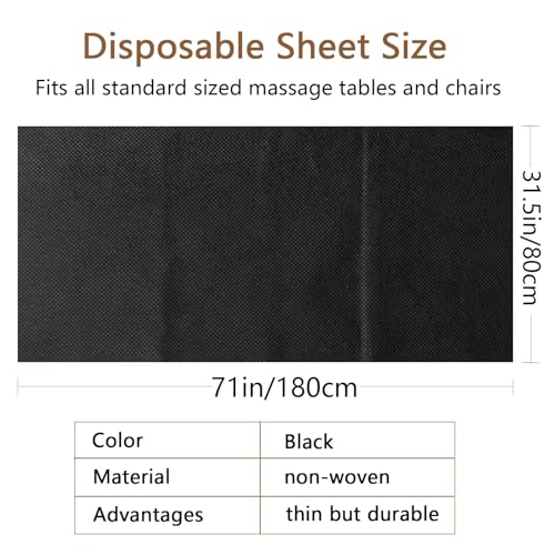 50PCS Disposable Bed Sheets, Black Disposable Massage Table Sheets, Disposable Bed Covers for SPA Lash Wax Tattoo Salon, Non Woven Fabric, 71" x 31" White