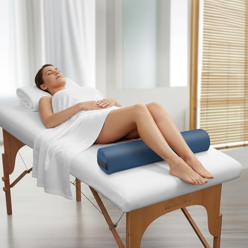 Saloniture 3/4 Round Massage Table Bolster Pillow for Knee & Neck - Blue