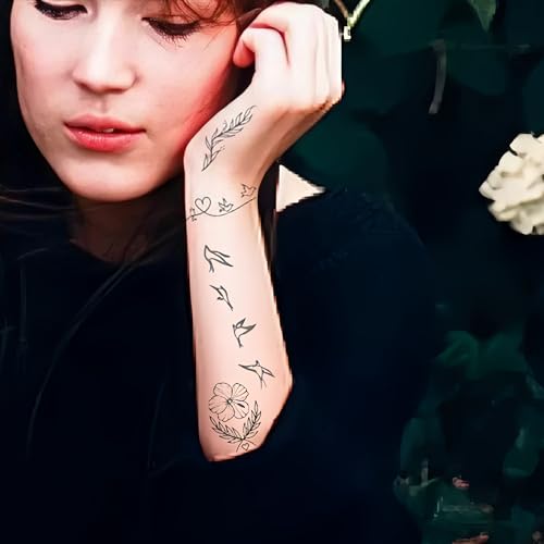Temporary Tattoos Waterproof Flower Heart Moon 3 Sheets