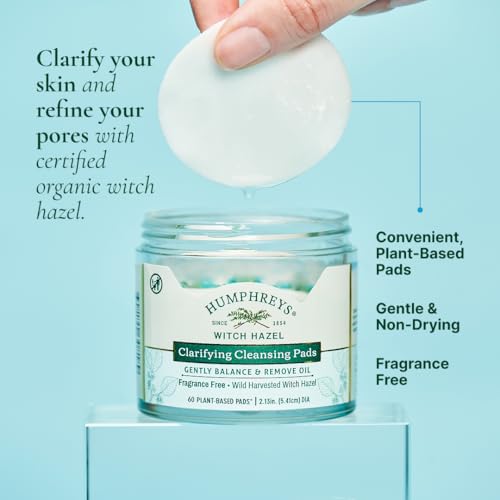 Humphreys Witch Hazel Cleansing Pads - Clarifying & Natural, 60 Pads