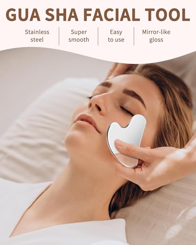 Stainless Steel Gua Sha Facial Tool Set - 2-in-1 Face Massage