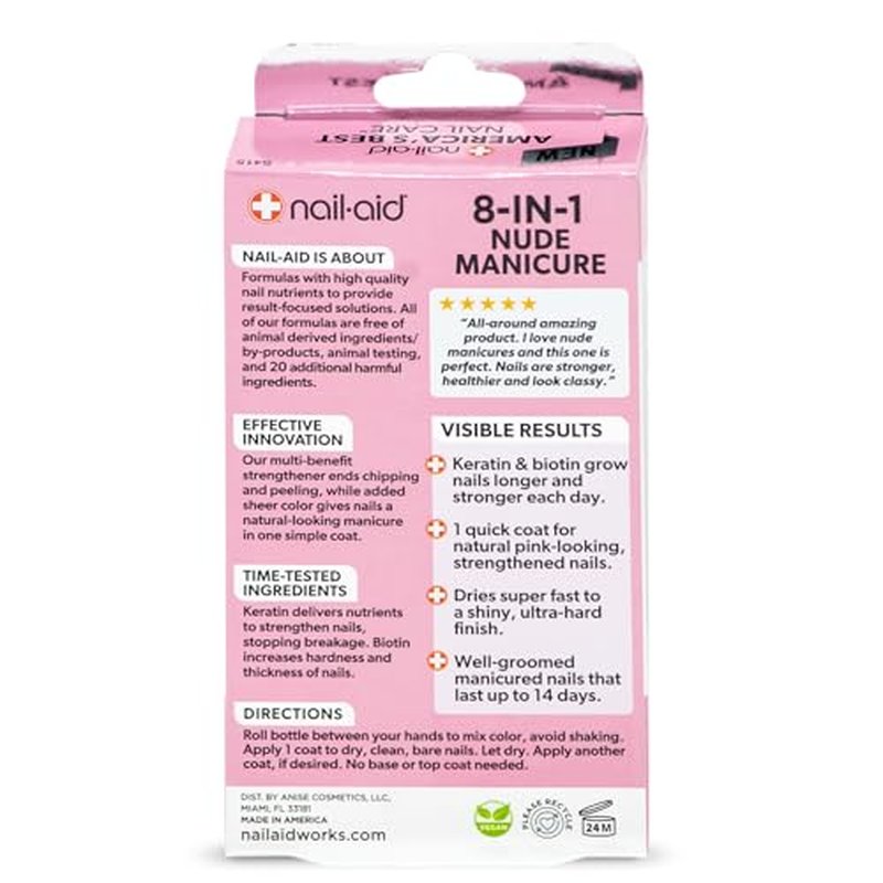 Nail-Aid 8-in-1 Nail Strengthener - Sheer Pink Nude Finish