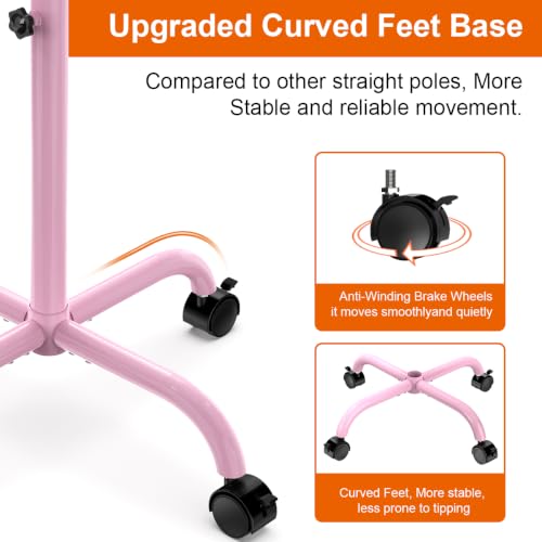 JOSTZHXIN Pink Salon Rolling Tray Cart with Adjustable Height & Storage