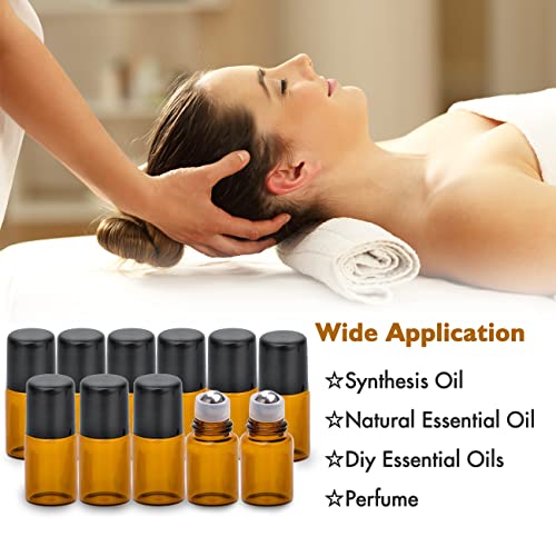 2ml Roller Bottles for Essential Oils, 24-Pack Glass Roll-On