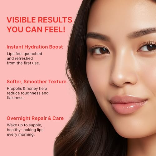 Korean Skincare Propolis Honey Lip Sleeping Mask ? Nourishing Overnight Lip Treatment for Dry & Chapped Lips, K-Beauty Hydrating Lip Balm with Propolis Extract, Repairs & Softens Lips (20g)