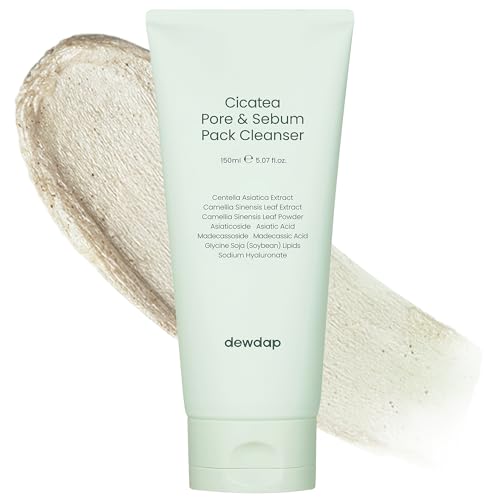 Cicatea Pore Sebum Facial Cleanser, Face Mask, Gentle Scrub, Face Wash with Centella Asiatica Hyaluronic Acid, Blackhead Remover Care, All Skin Types, Korean Skincare (5.07 Fl Oz / 150ml)