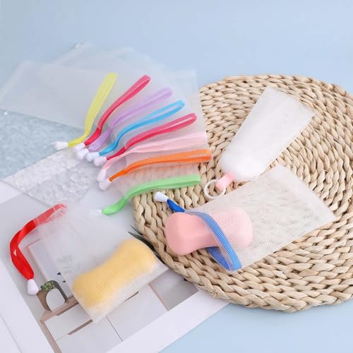 Mesh Soap Bags with Foaming Net - 10 Pack + 2 Bonus