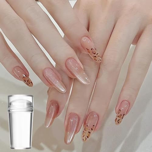 Clear Silicone French Tip Nail Stamper Kit with Art Brushes & Scraper