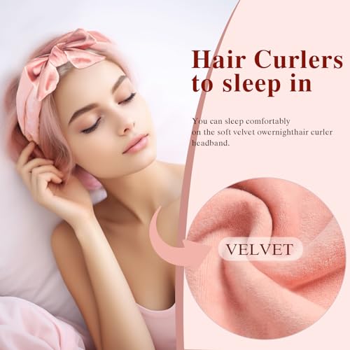 Dafeng Heatless Curling Rod Headband, 70" Soft Hair Curlers to Sleep In Overnight Curls Headband, No Heat Curls with Clips and Scrunchies, Hair Curlers to Sleep in No Heat Curling Rod Headband