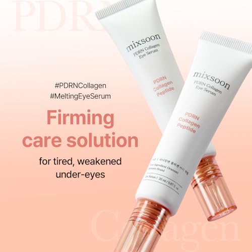 mixsoon PDRN Collagen Eye Serum - Revived Under Eye Serum with Gentle, Smooth Formula for Sensitive Under Eye Skin 20ml / 0.68 fl.oz. Korean Glass Skin Care