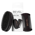 Bevel Beard Brush and Comb Set for Men ? Natural Boar Bristle Brush & Pearwood Comb with Travel Pouch ? Beard Grooming Kit for Shaping, Soften & Detangling Mustaches