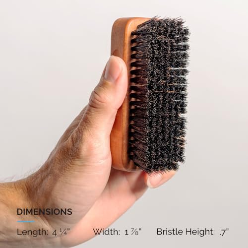 ZEUS Palm Beard Brush for Men, Soft 100% Boar Bristles, Gently Detangles, Smooths & Conditions Facial Hair, German-Made Pear Wood Handle (G92)