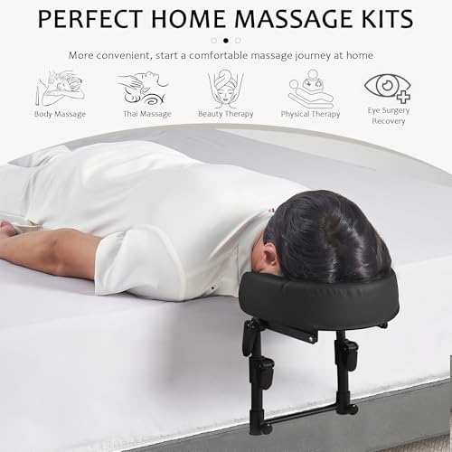 Massage Headrest for Bed, Portable Massage Face Cradle for Bed, Massage Table Kit with Adjustable Height 5.5'' to 17'' for Home, Salon