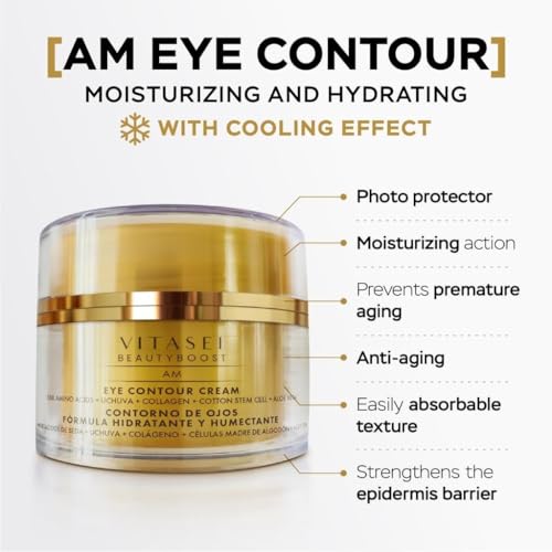 VITASEI Moisturizing Eye Cream w/Aloe Vera, Collagen, Hyaluronic Acid, Cotton Stem Cells for Dark Circles, Puffiness & Bags - Under Eye Hydration Cream for Women & Men (1 Fl Oz)