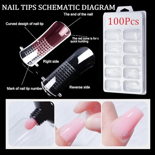 YIMART Poly Extension Gel Nail Kit,Poly Nail Gel Kit with UV Light Starter Kit, 18 Pcs/Set Builder Gel Nail Extension Kit for Beginners with Everything Nail Art DIY