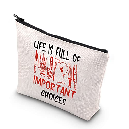 BDPWSS Horror Movie Makeup Bag Horror Movie Characters Gift Life Is Full Of Important Choices Horror Movie Fans Gift (Life Full Of Choices)