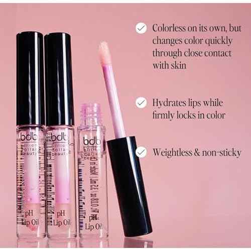 billion dollar brows bdb Color Changing pH Lip Oil - Moisturizing, Plumping, Glossy, 2-Pack