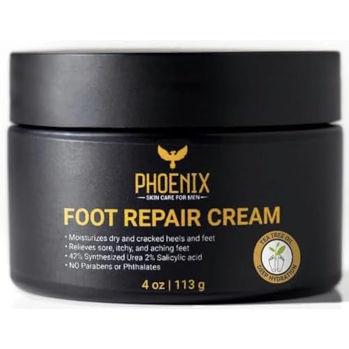 Phoenix Foot Cream - 42% Urea Cream for Cracked Heels, Dry Feet & Callus Treatment, Urea 40 Lotion with Tea Tree Oil & Salicylic Acid, Paraben-Free Foot Cream for Men