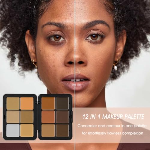 12-Color Cream Contour Concealer Palette with Brush