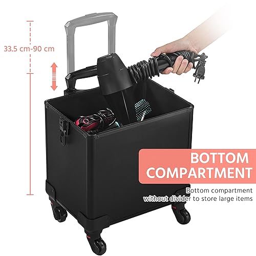 Yaheetech 4-in-1 Rolling Makeup Train Case with Lockable Drawers