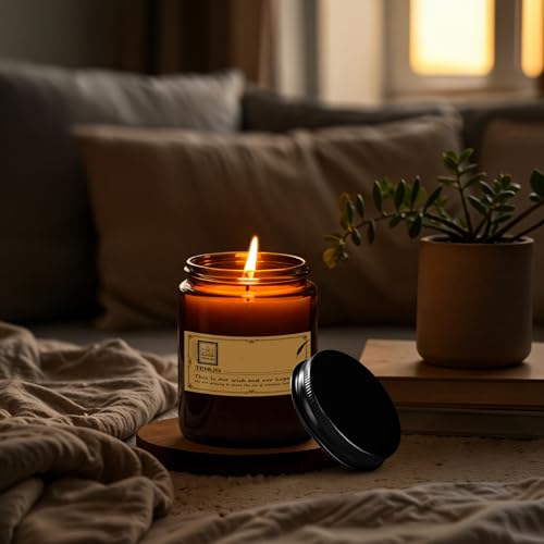 8 oz Amber Glass Jars with Lids - 6 Pack Refillable Containers