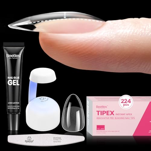 Beetles Gel Nail Polish Kit with U V Light and Tipex Instant Apex Nail Tips Kit