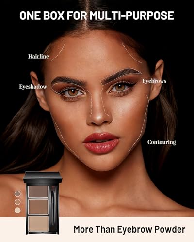 3-Color Eyebrow Powder Kit with Brush & Razor