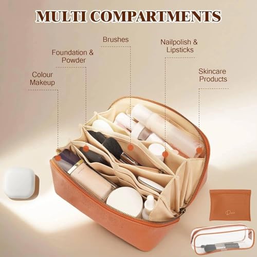 Divvia 3-Piece Travel Makeup Bag Set - Waterproof Vegan Leather Organizer