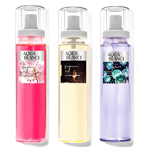 AQUA BLANCE Cherry Blossom Body Spray for Women - Fragrance Mist Pack of 3, 3.9 Fl Oz Each