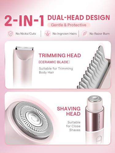 SHEGLAM 2-in-1 Bikini Trimmer for Women - Electric Shaver with Ceramic Blade