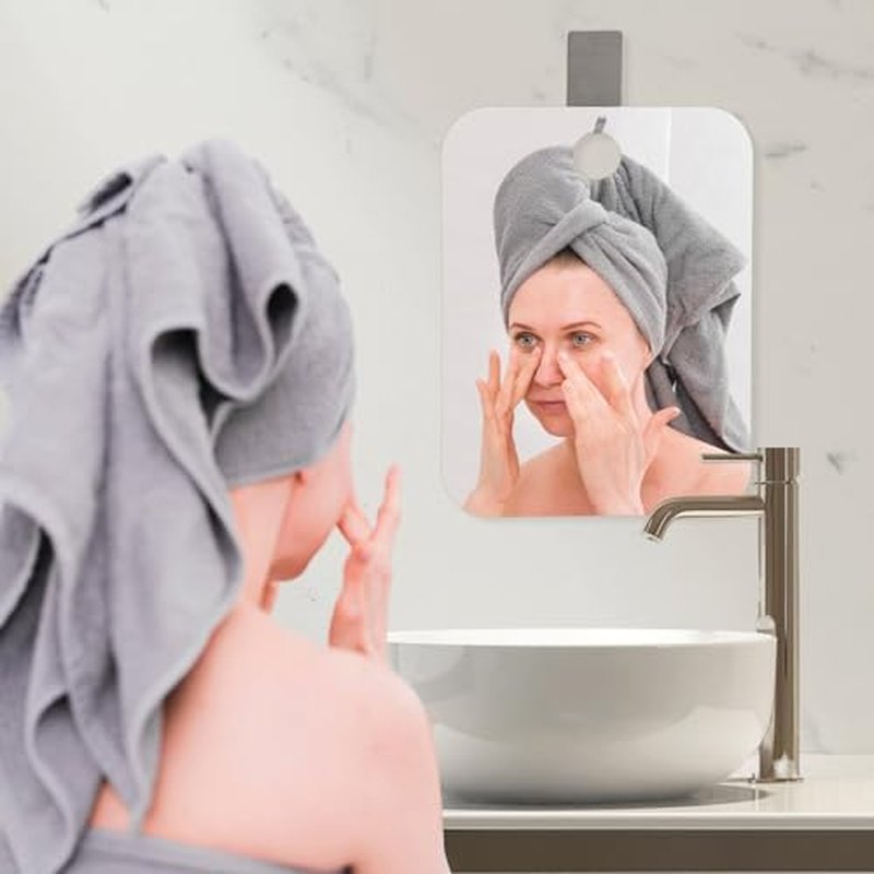2 Pack Shatterproof Shower Mirrors for Shaving & Makeup