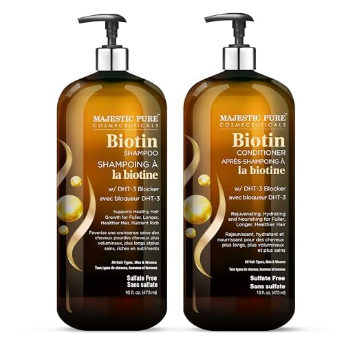 Majestic Pure Biotin Shampoo & Conditioner Set - Volumizing Hair Loss Treatment