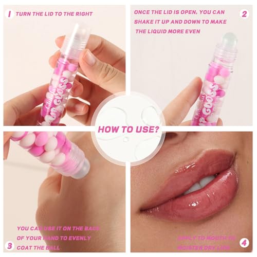 6Pcs Macaron Lip Gloss with Rolling Ball Applicator