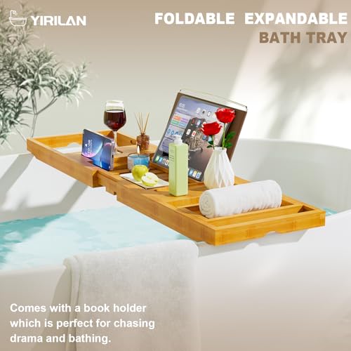 Bamboo Bathtub Caddy Tray – Expandable Luxury Bath Organizer