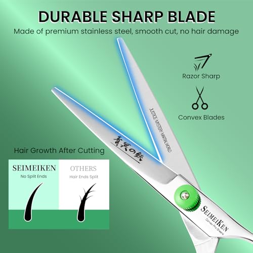 6" Japanese 440C Hair Cutting Scissors | Barber Shears Kit with Comb & Case