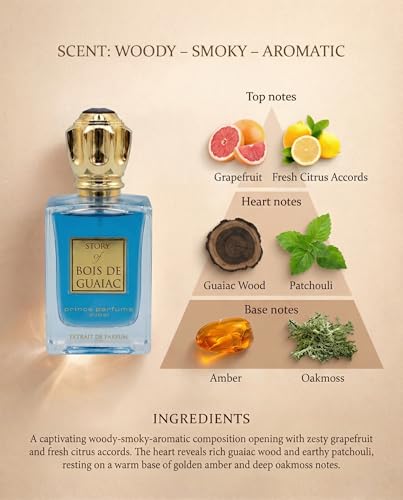 Prince Parfums Dubai Bois De Guaiac Extrait de Parfum for Men - 3.4 oz Luxury Fragrance