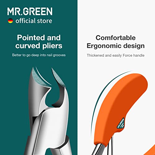 MR.GREEN Toenail Clipper Stainless Steel Ingrown Nail Cutter Good at Cutting Thick and Hard Nails Pedicure Tools (Orange+Nail Remover)