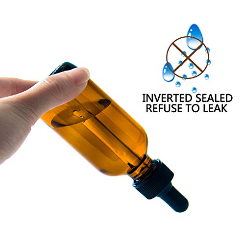 48 Pack 2oz Amber Glass Dropper Bottles, Glass Eye Dropper Bottles for Essential Oils, Perfumes