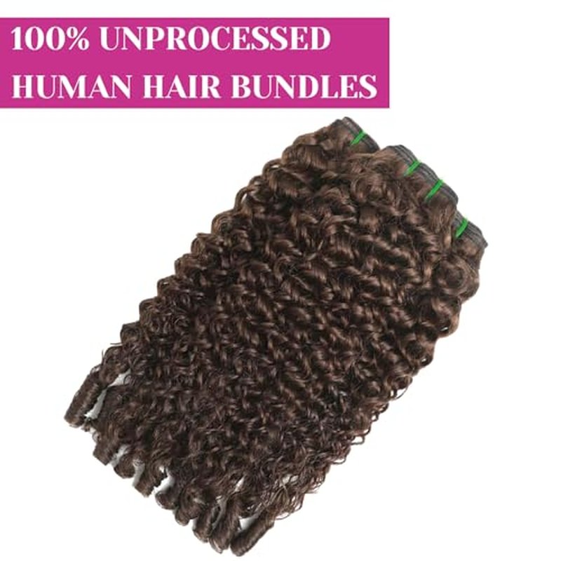 Chocolate Brown 3C4A Burmese Curly Hair Bundles - 20, 22, 24 Inch