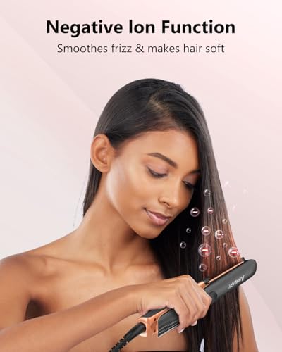 ANNLARY 1 Inch Titanium Ceramic Flat Iron Straightener and Curler 2 in 1