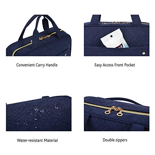BAGSMART Toiletry Bag Travel Bag with Hanging Hook, Water-resistant Makeup Cosmetic Bag Travel Organizer for Accessories, Shampoo, Full Sized Container, Toiletries, Large-Blue