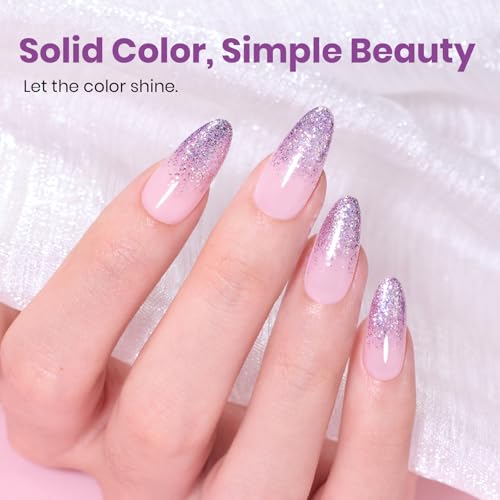 Beetles Purple Gel Nail Polish - Shimmery Purple Glitter, 15ML, Rose Quartz Glow Variant