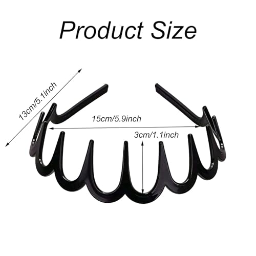 Zigzag U-Shape Hair Comb Headbands – Non-Slip, Recycled Plastic, 2 Pack