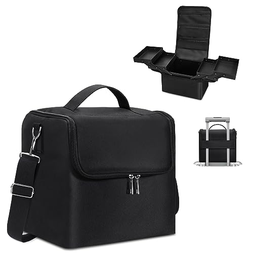 Large 4-Tier Makeup Train Case with Adjustable Dividers