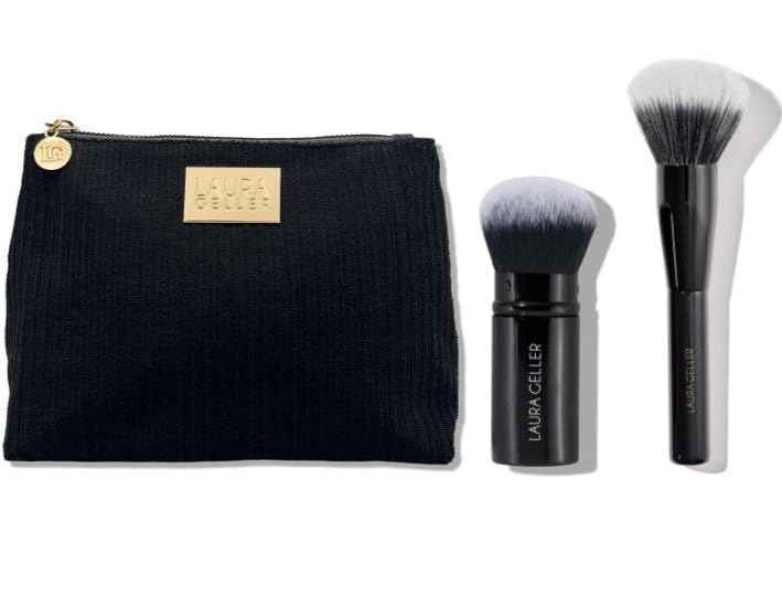 LAURA GELLER NEW YORK Corduroy Makeup Bag + 2pc Blending Beauties Brush Set