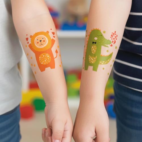 PapaKit 36 Pc Zoo Animals Temporary Tattoo Set - 18 Individually Wrapped Sheets | Jungle Safari Party Favors, Birthday Goodie Bag Fillers, School Rewards