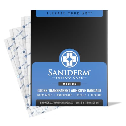 Saniderm Tattoo Aftercare Bandage 3-Pack - 6x8 Waterproof